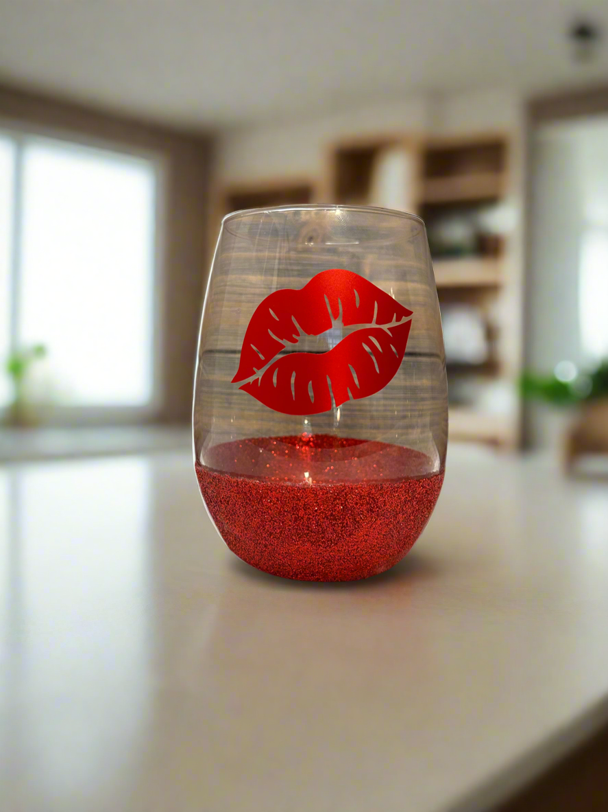 Sealed with a Kiss stemless wine glass 💋