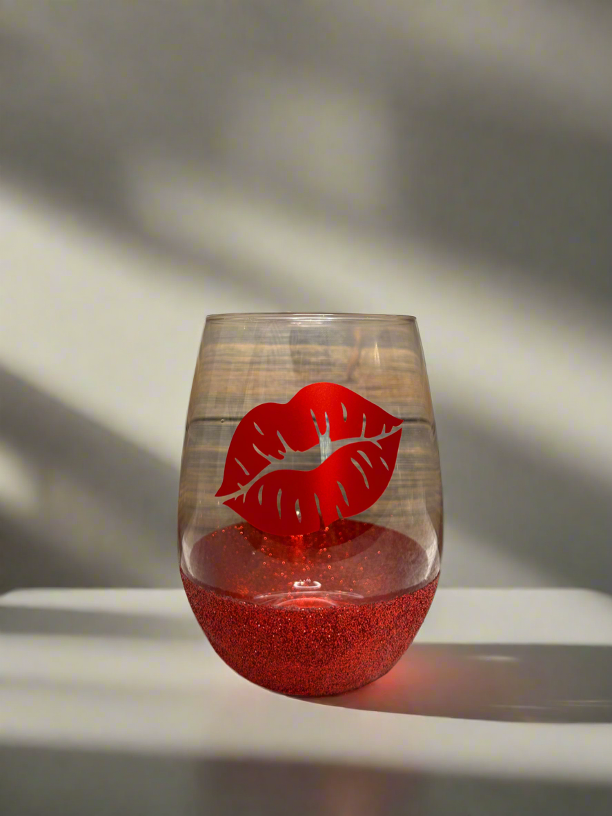 Sealed with a Kiss stemless wine glass 💋