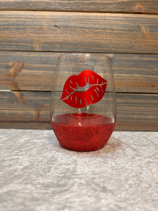 Sealed with a Kiss stemless wine glass 💋